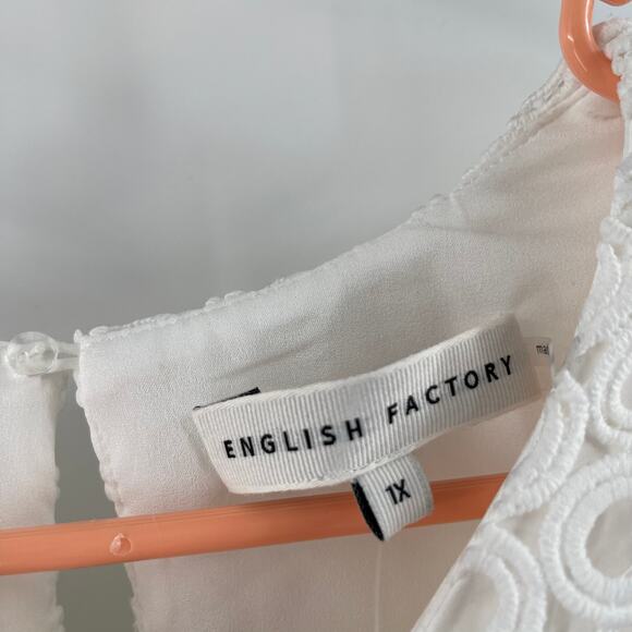 ENGLISH FACTORY Dress Size 1X White Eyelet Mixed Media Bridal Wedding Shower NWT - Picture 4 of 12